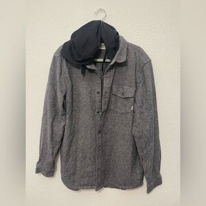 Vans Black and Gray Hooded Shirt Jacket